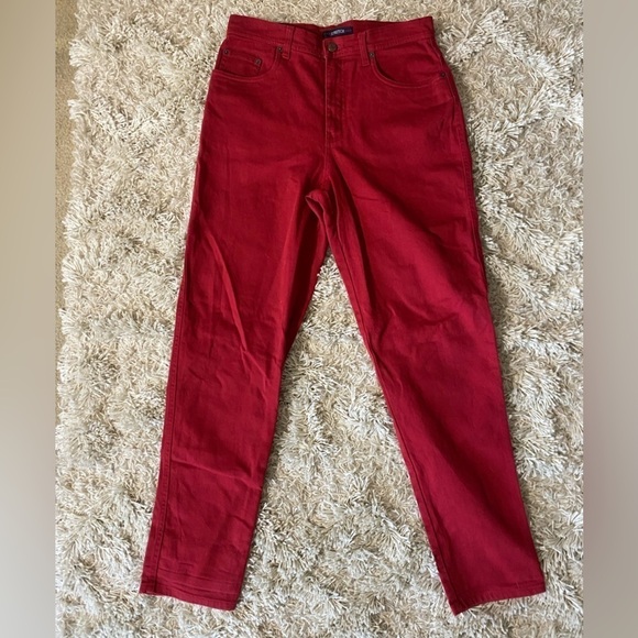 Bill Blass Womens Vintage Stretch Red Denim Jeans Size 10 Tall - Picture 4 of 6